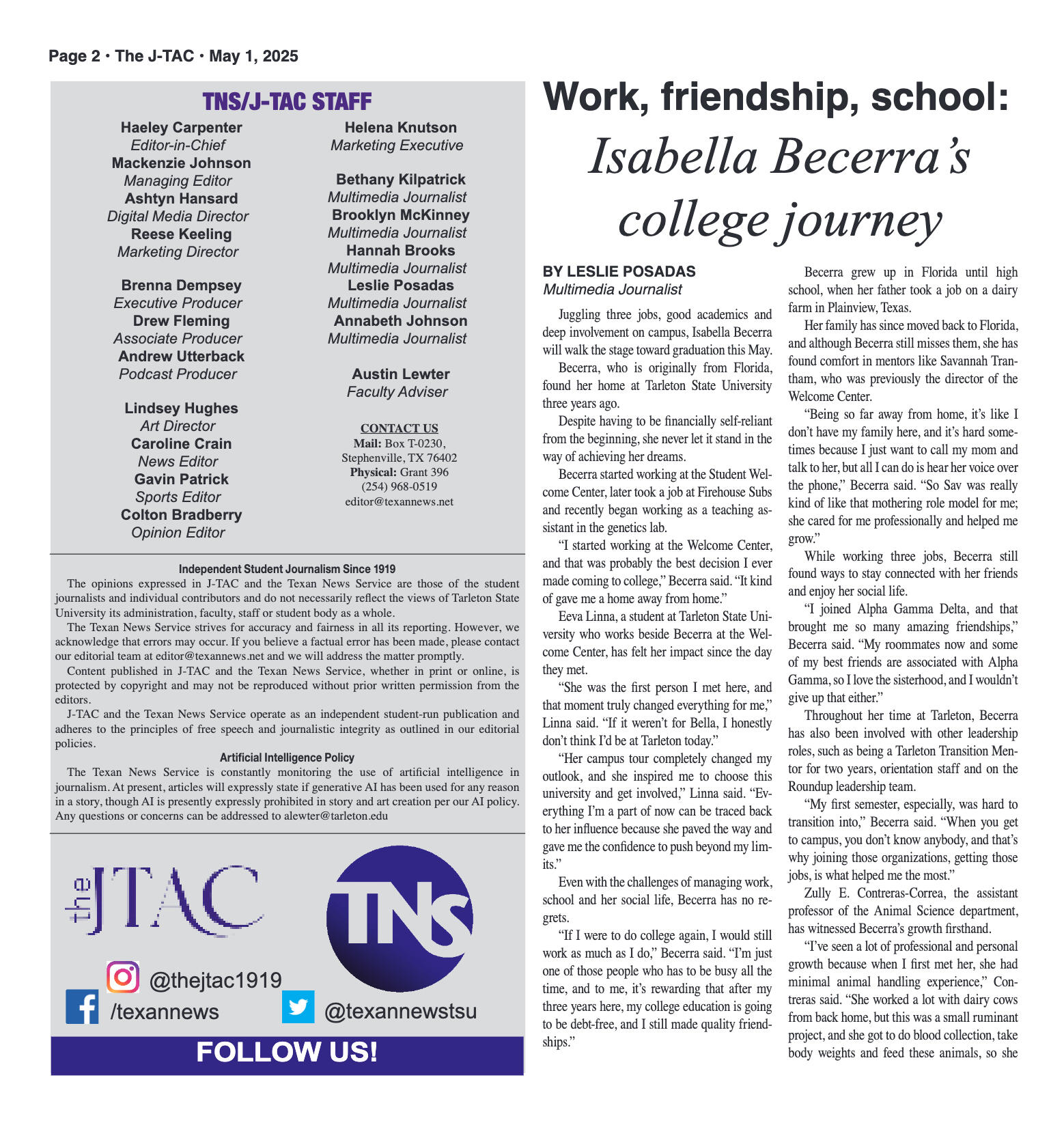 VOL. 106 NO. 12 Graduation Edition May 2025 - page 2